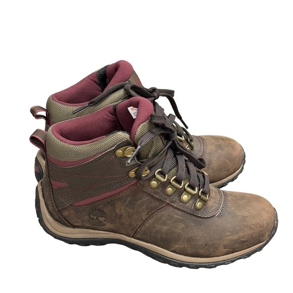 Timberland Women's Norwood Mid Brown Leather Waterproof Hiking Boots Size 6.5 - Picture 7 of 14